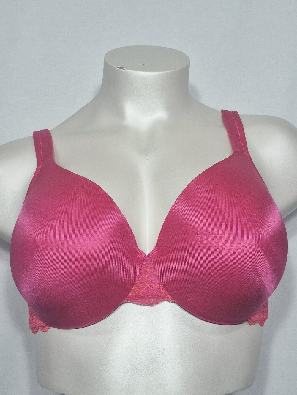 40DD Cacique Lightly Lined Full Coverage Lace Trim Underwire Bra Pink